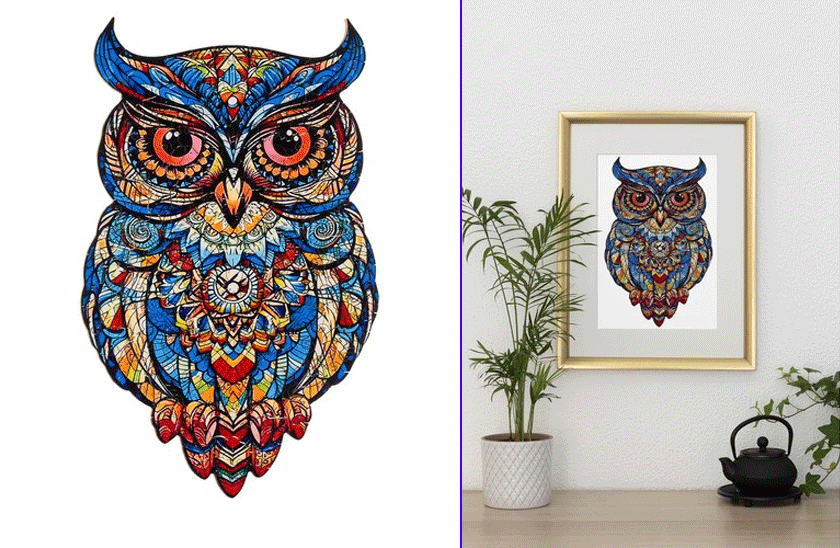 Dřevěné puzzle sova - 177 dílů - 38 x 21,5 cm