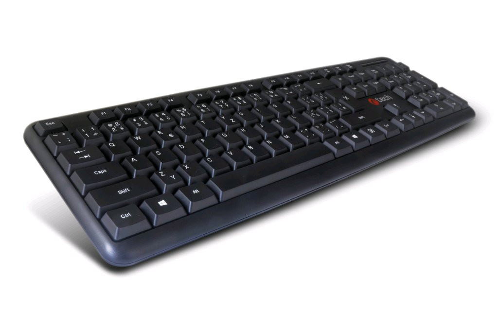 Klávesnice C-TECH KB-102 PS2 slim black, CZ/SK, KB-102-BL