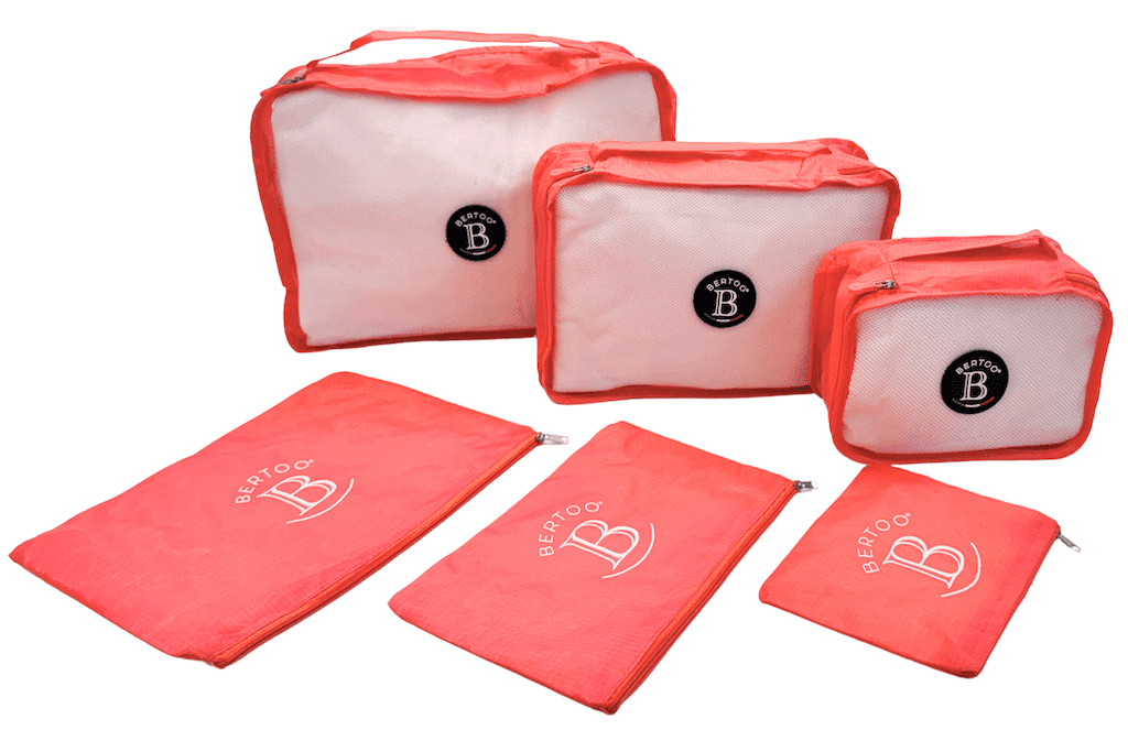 Cestovní organizéry do kufru bertoo sada 6 ks - červené