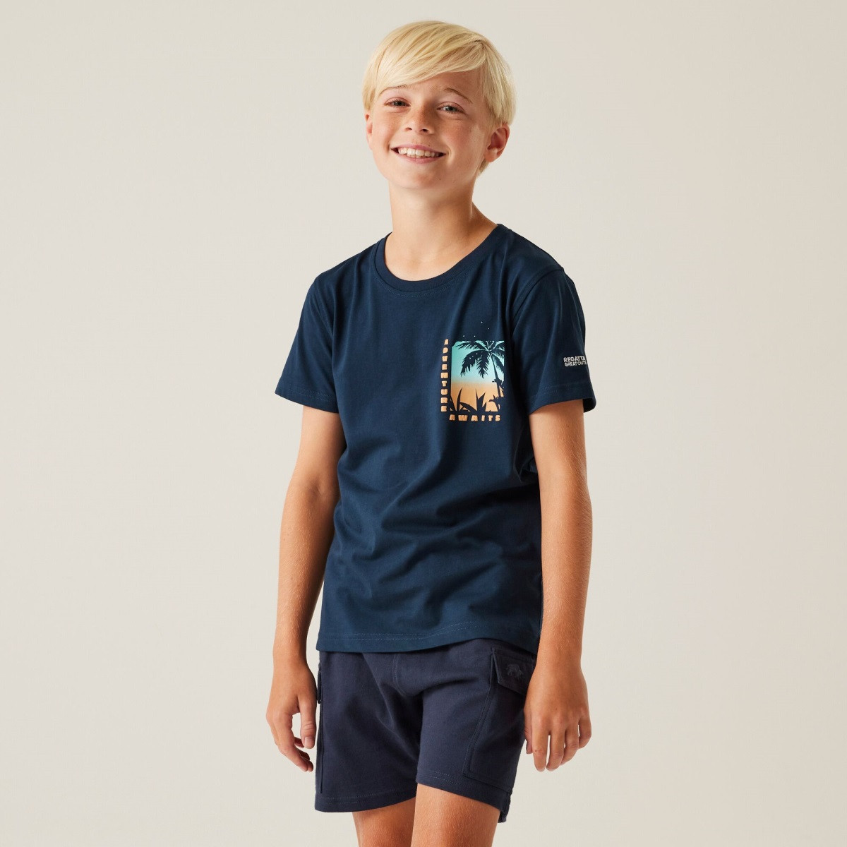 Dětské bavlněné tričko regatta bosley viii tmavě modrá 110-116