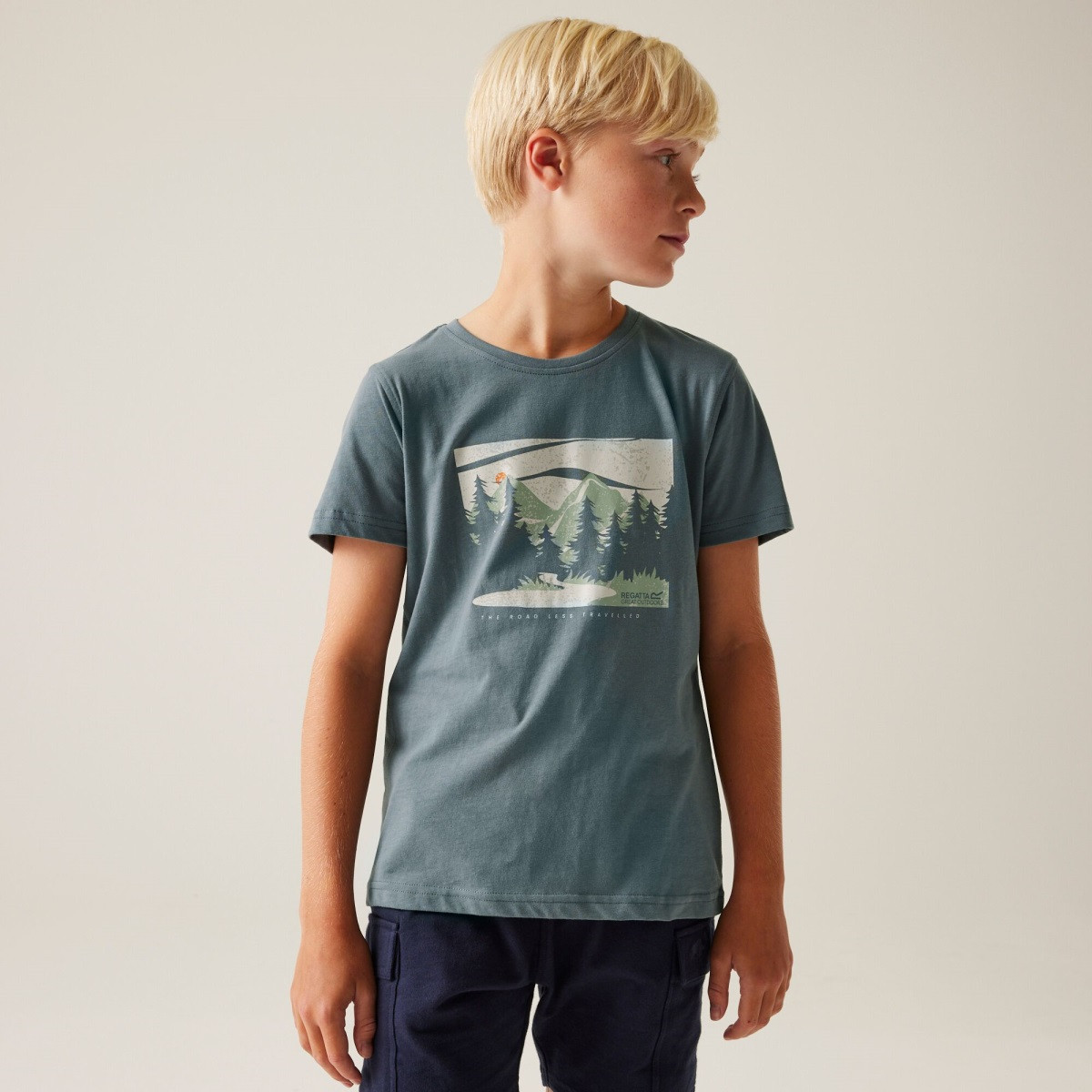 Dětské bavlněné tričko regatta bosley viii modrošedá 110-116