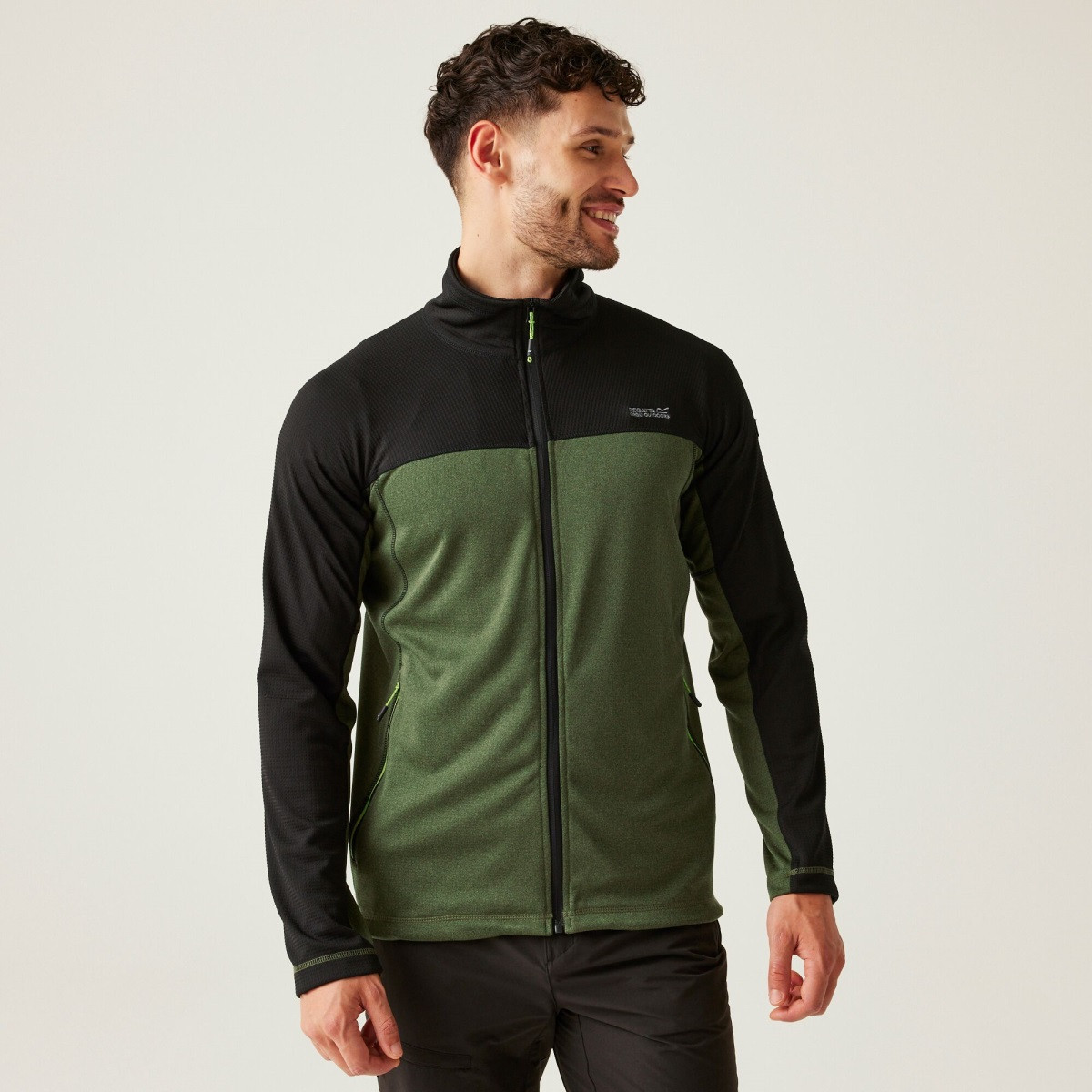 Pánská fleecová mikina regatta highton v černá/zelená m