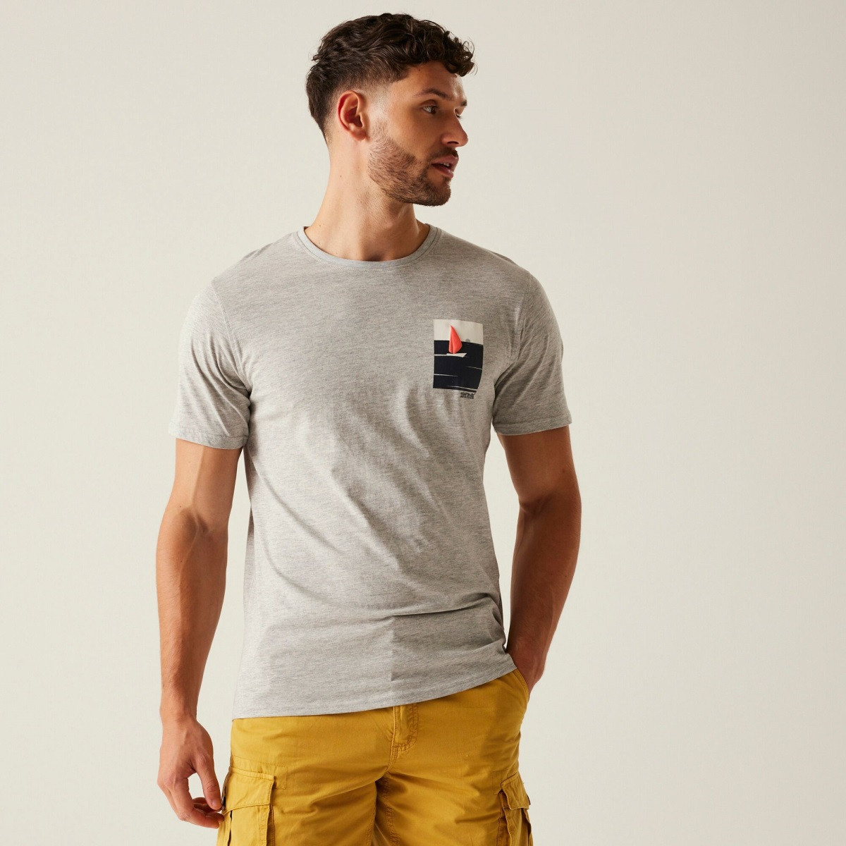 Pánské bavlněné tričko regatta cline ix světle šedá l