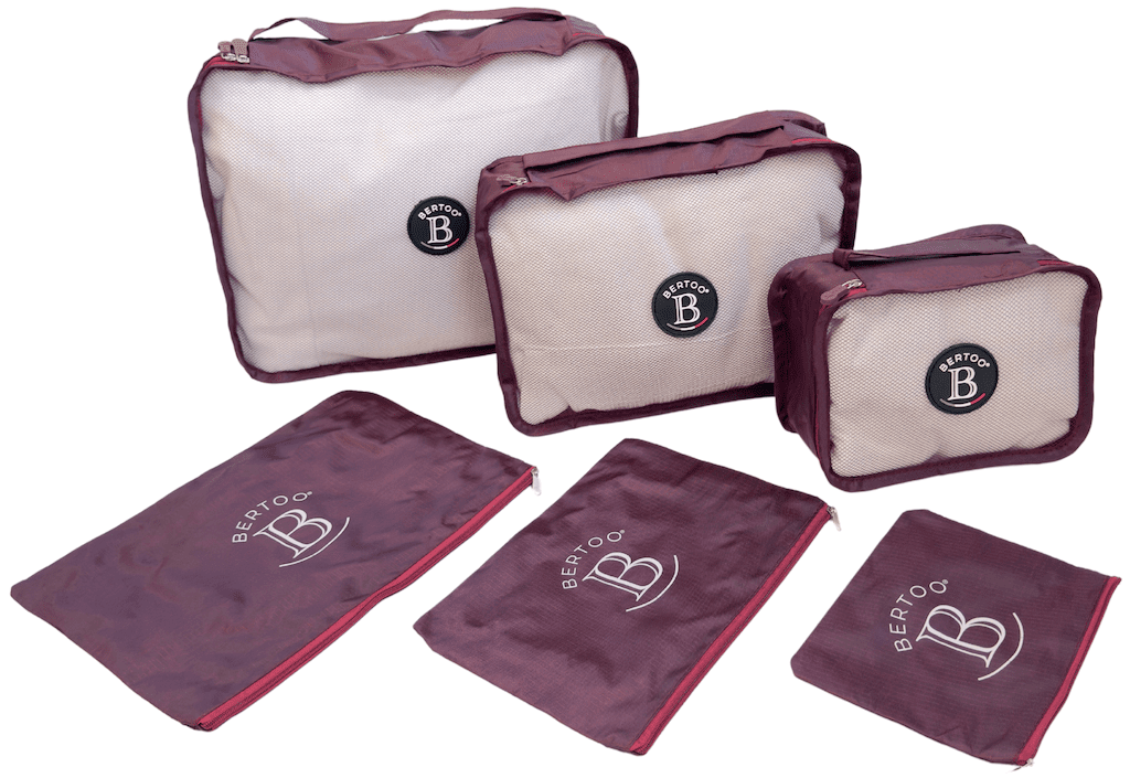 Cestovní organizéry do kufru bertoo sada 6 ks - vínové