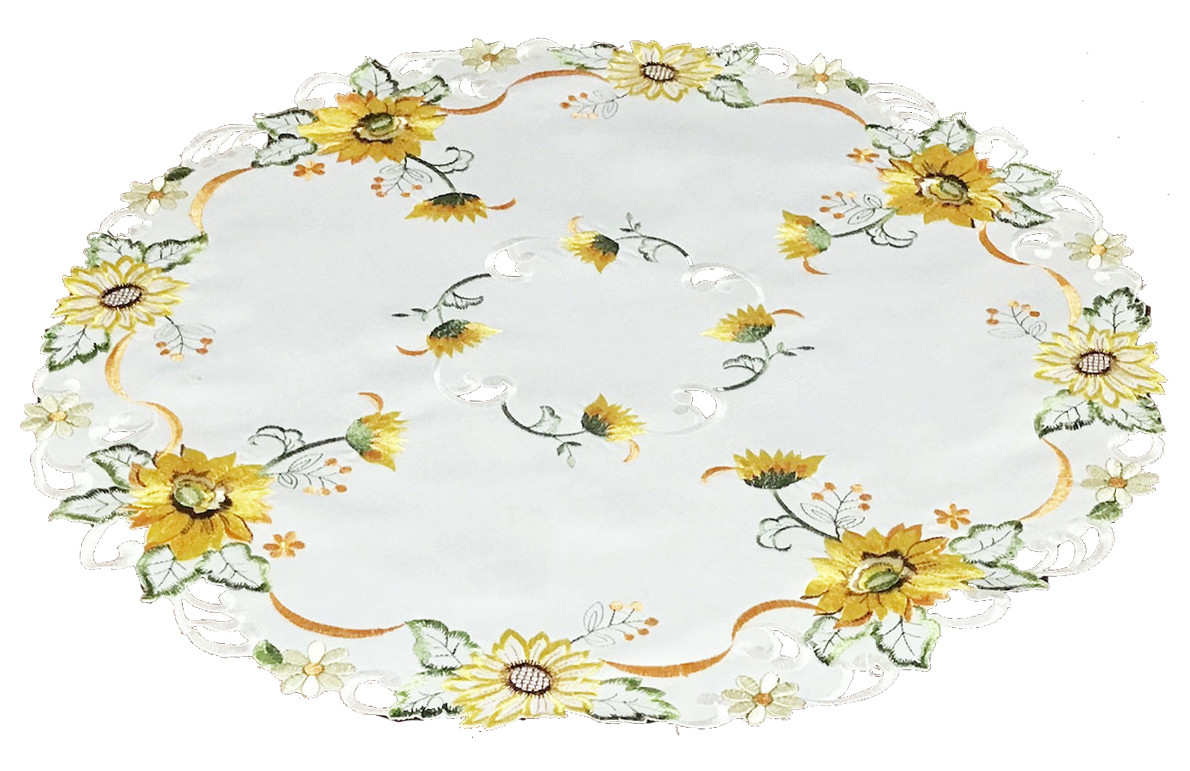 Dekorační ozdobný ubrousek FLOWERS žlutá Ø 60 cm Mybesthome