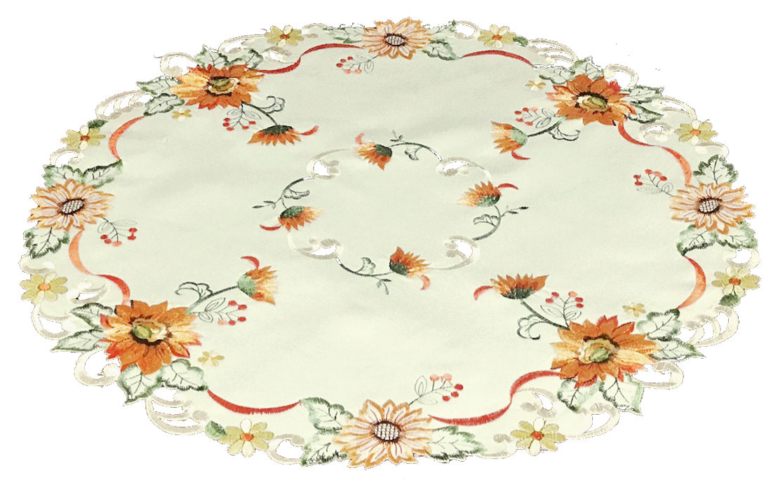 Dekorační ozdobný ubrousek FLOWERS cihlová Ø 60 cm Mybesthome