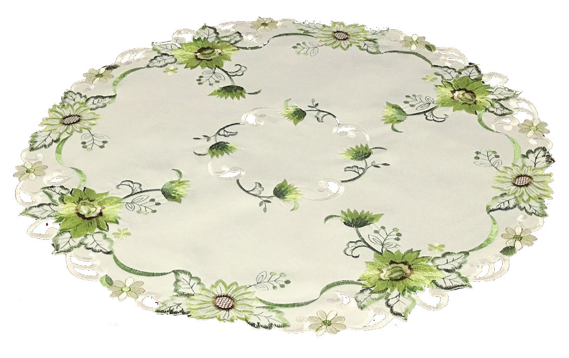 Dekorační ozdobný ubrousek FLOWERS zelená Ø 60 cm Mybesthome