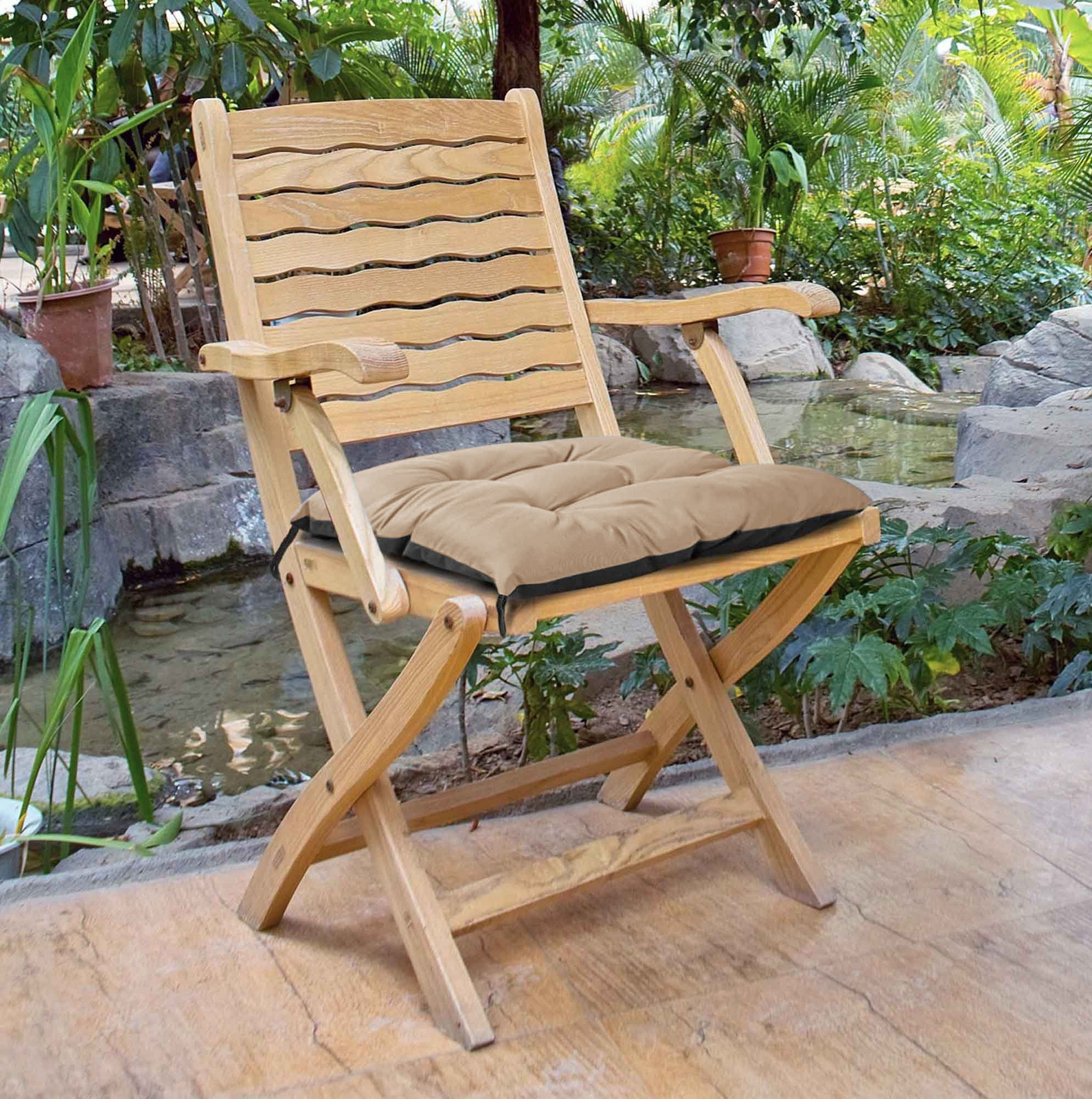 Zahradní prošívaný podsedák na židli JACOB color 21 béžová 45x45 cm Mybesthome