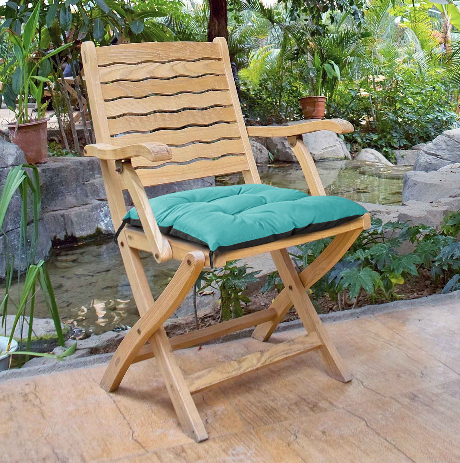 Zahradní prošívaný podsedák na židli JACOB color 51 tyrkysová 45x45 cm Mybesthome