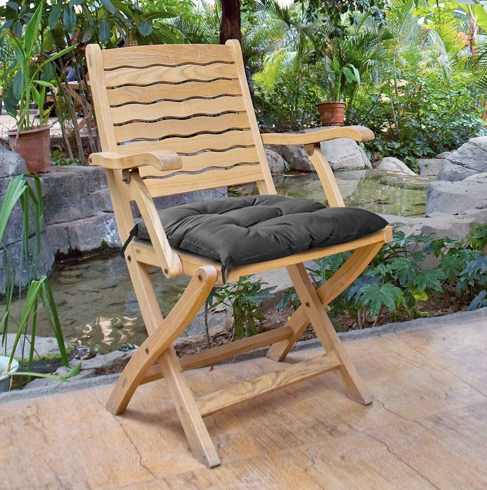 Zahradní prošívaný podsedák na židli JACOB color 02 antracit 45x45 cm Mybesthome