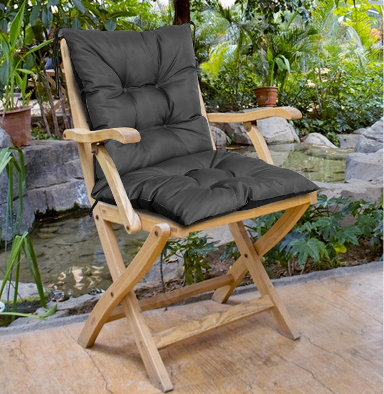 Zahradní prošívaný podsedák na židli s opěrkou OSCAR color 02 antracit 50x50x50 cm Mybesthome