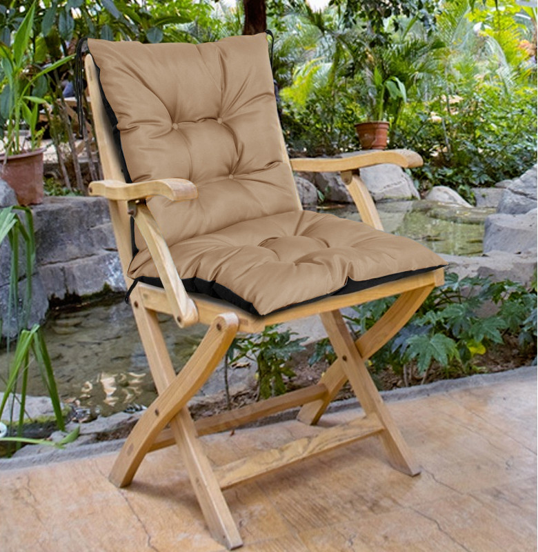 Zahradní prošívaný podsedák na židli s opěrkou OSCAR color 21 béžová 50x50x50 cm Mybesthome