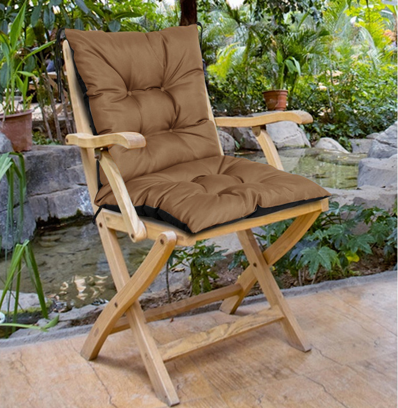 Zahradní prošívaný podsedák na židli s opěrkou OSCAR color 44 cappuccino 50x50x50 cm Mybesthome