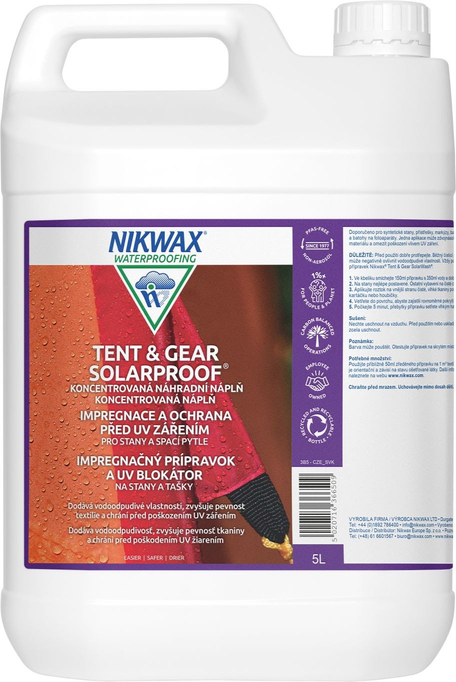 NIKWAX Concentrated Tent & Gear SolarProof 5 litrů