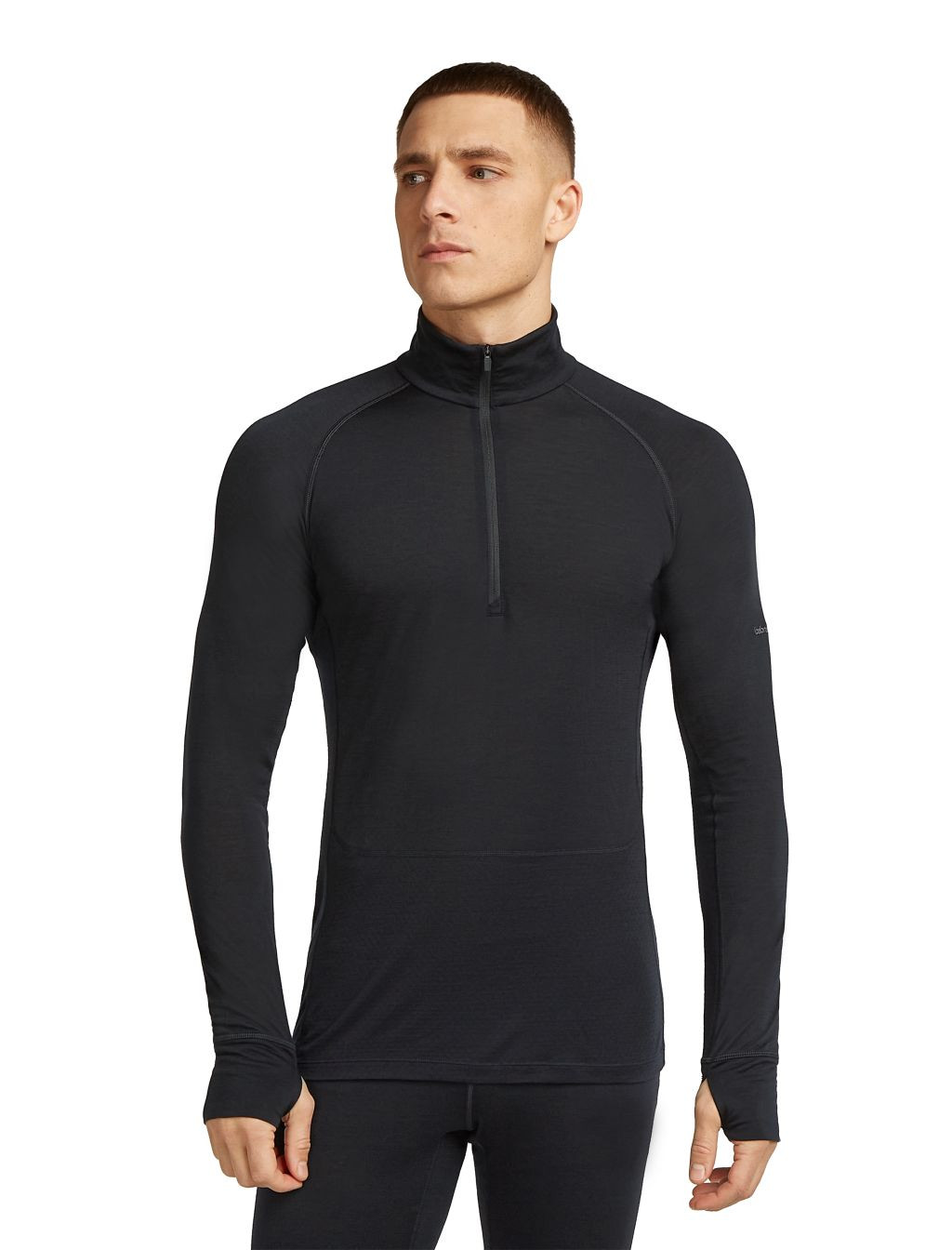 ICEBREAKER Mens 125 ZoneKnit LS Half Zip, Black velikost: XL