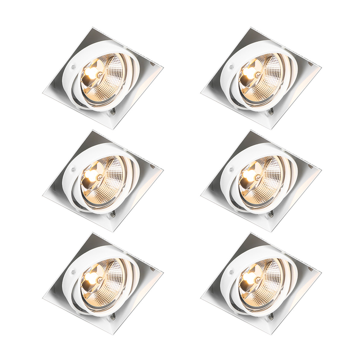 Sada 6 ks Zapuštěné bodové bílé GU10 AR111 bez ořezu nastavitelné - Oneon