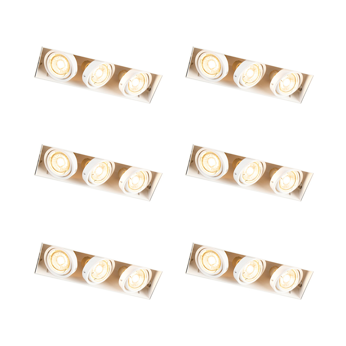 Sada 6 ks Zapuštěné bodové bílé otočné a sklopné oříznuté 3-světlo - Oneon 3