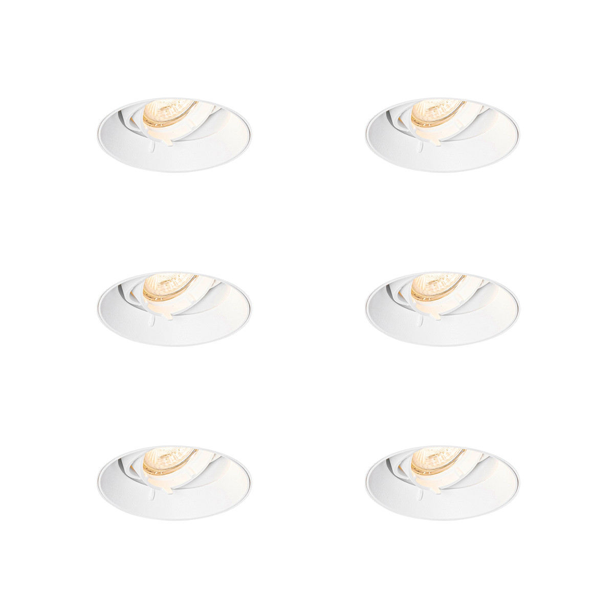 Sada 6 ks Moderní zapuštěné bodové bílé GU10 kruhové bez ozdobné lišty - Oneon
