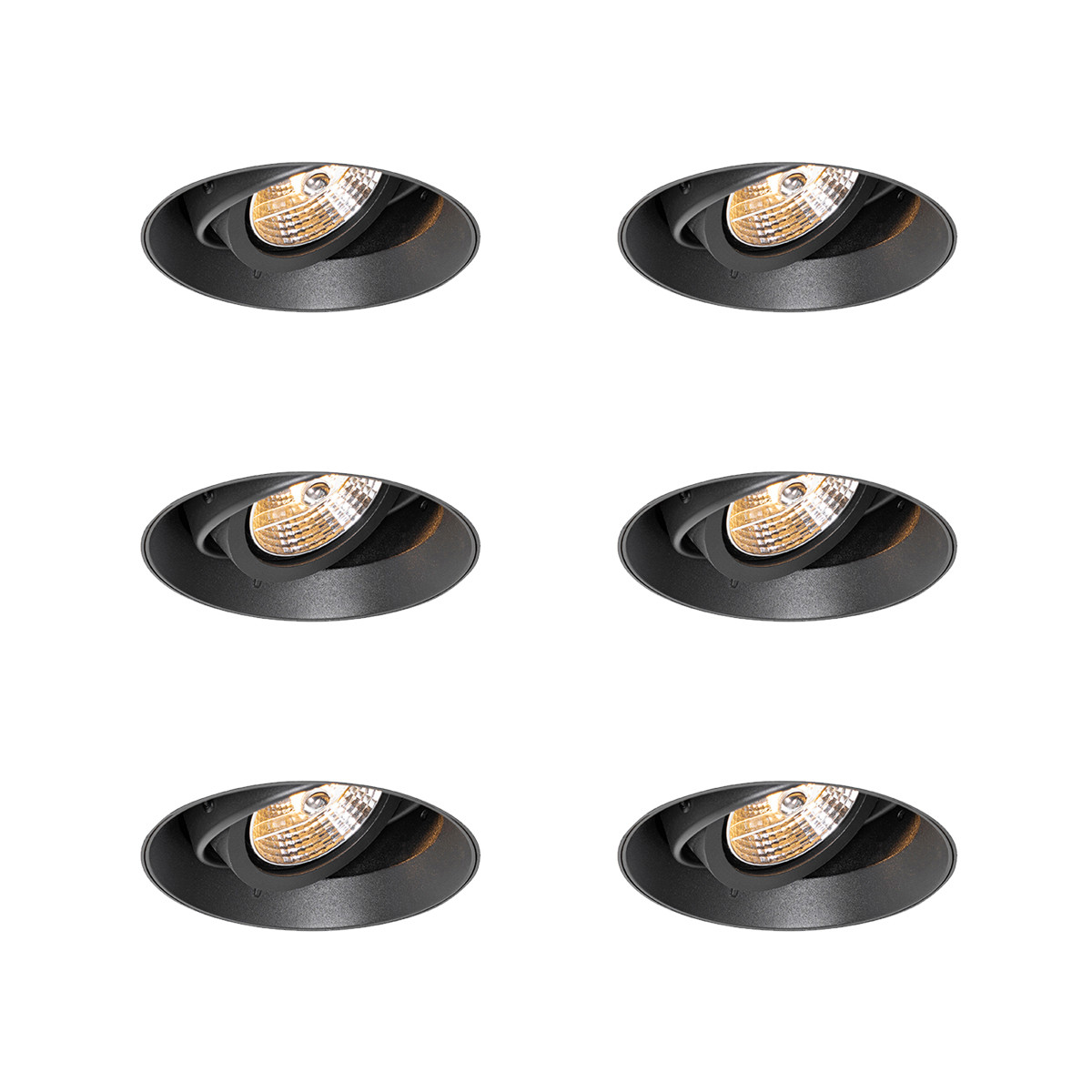Sada 6 ks Moderní zapuštěná bodová černá GU10 AR70 kruhová ozdoba - Oneon