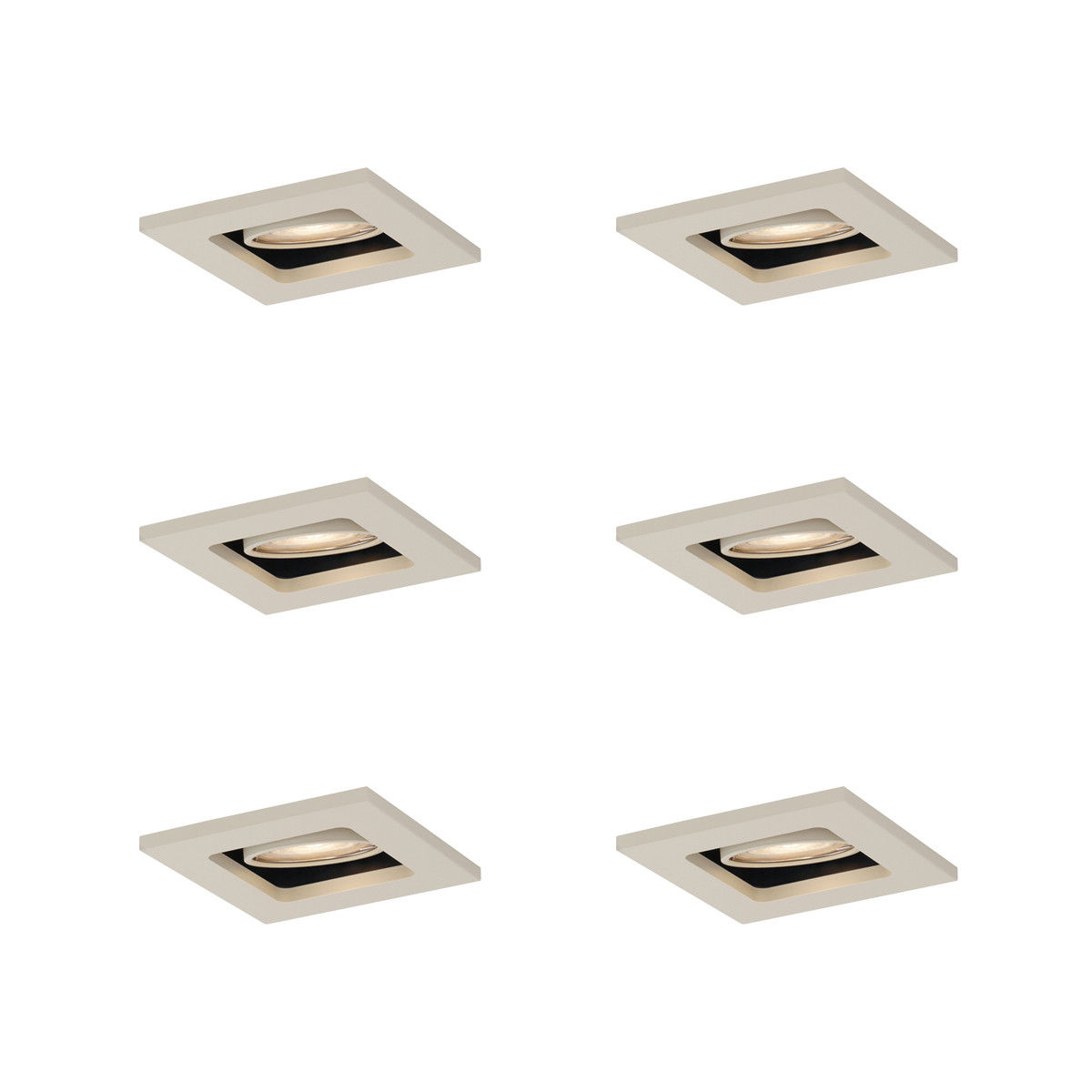 Sada 6 ks Moderní vestavné bodové svítidlo béžové GU10 50 mm otočné a výklopné - Qure