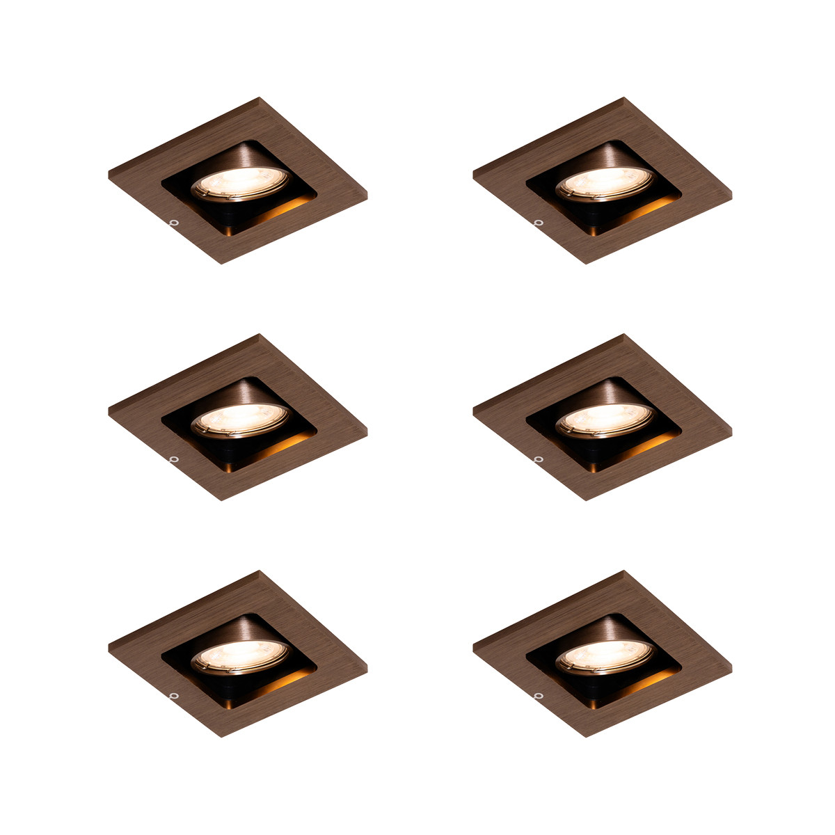 Sada 6 ks Moderní vestavné bodové svítidlo tmavě bronzové nastavitelné - Qure