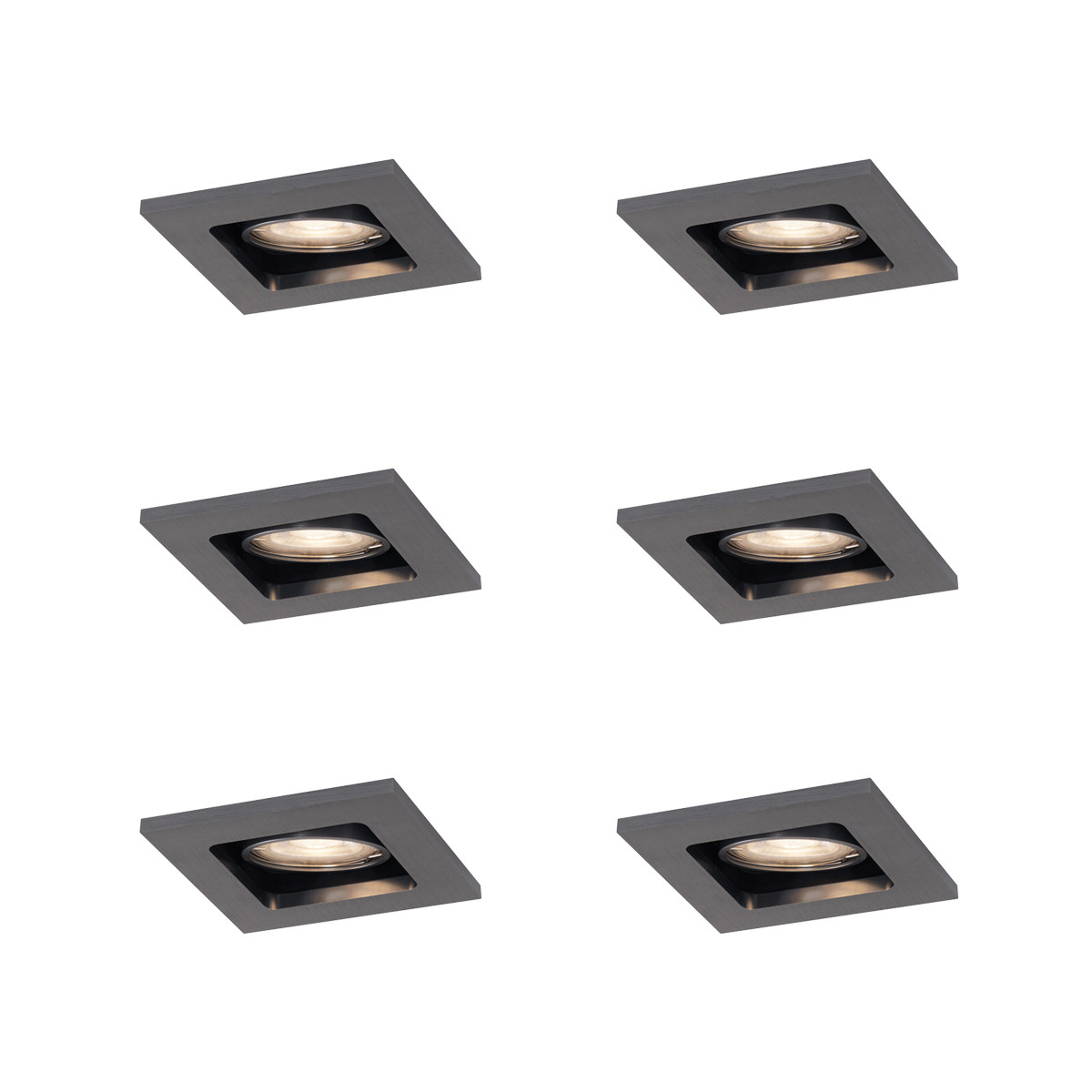 Sada 6 ks Moderní zapuštěné bodové svítidlo antracitově šedé GU10 50 mm kulaté otočné - Qure