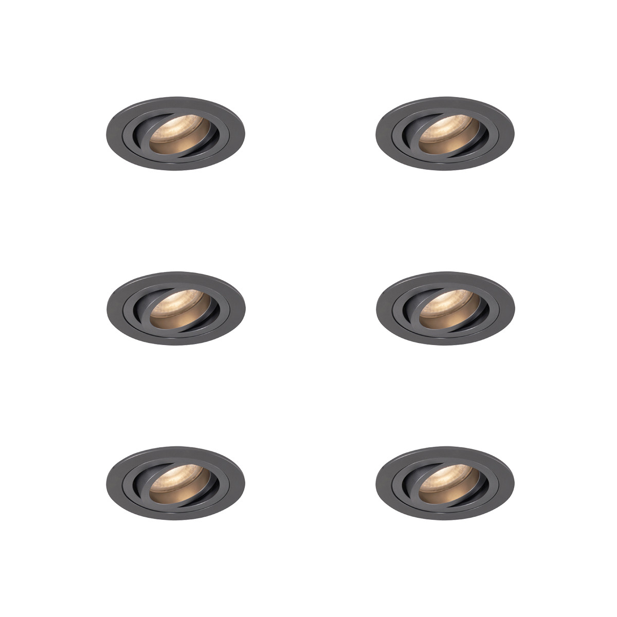 Sada 6 ks Moderní zapuštěné bodové svítidlo antracitově šedé GU10 50 mm kulaté otočné - Rondoo