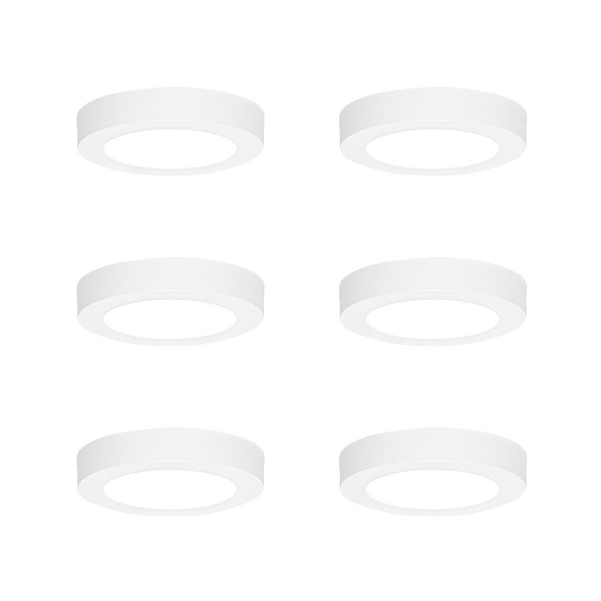 Sada 6 ks Zapuštěné nebo přisazené bodové bílé 14 cm včetně LED 3 stupně ztlumení do teplého - Trans