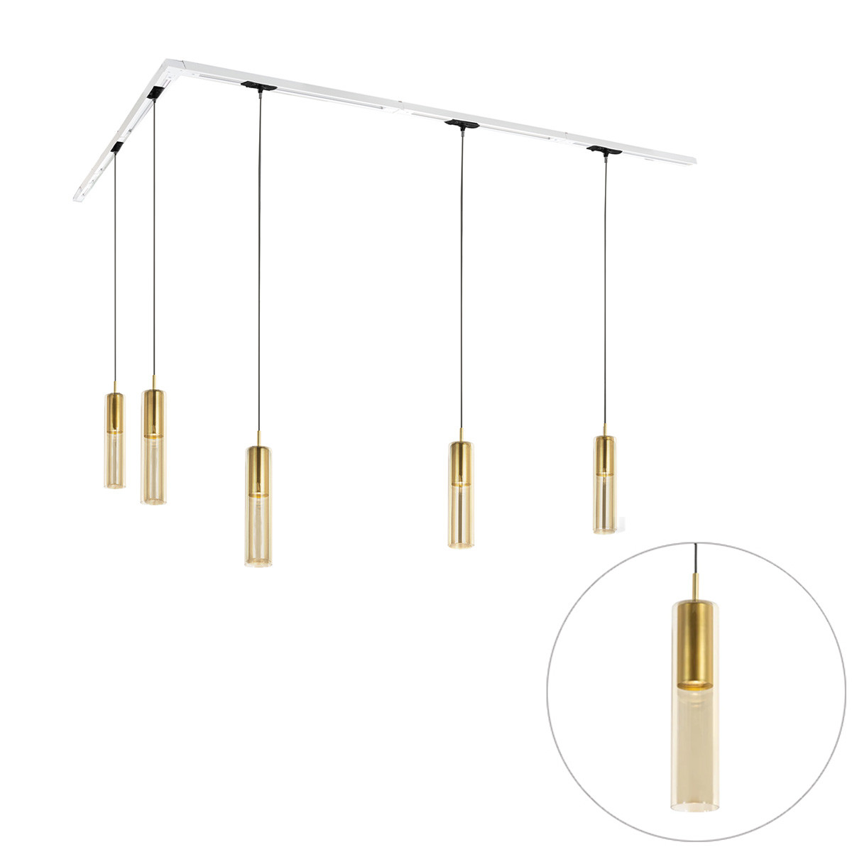 Moderní kolejnicový systém s 5 zlatými závěsnými světly 1-fázový - Iconic Lloyd