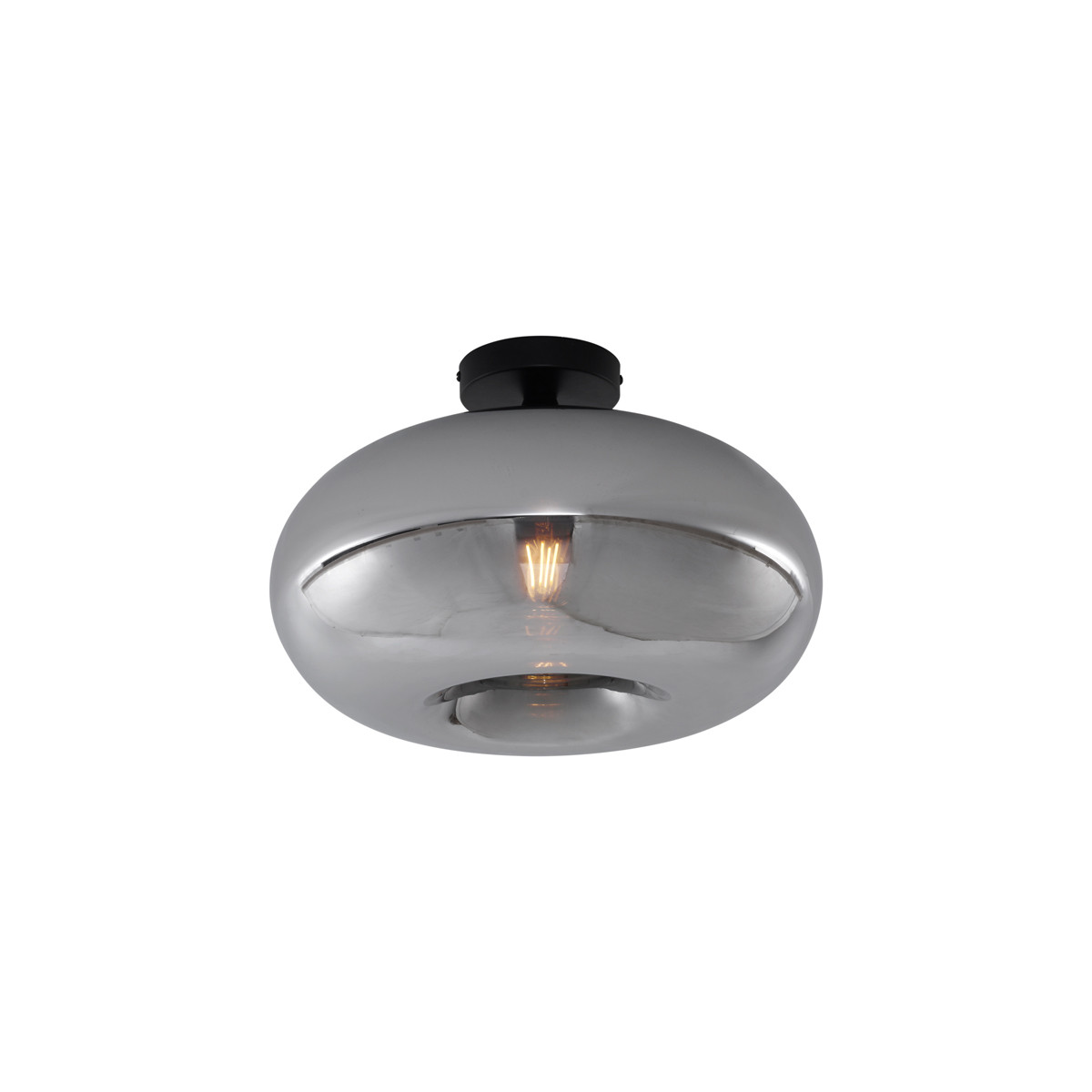Art Deco stropní svítidlo černé s kouřovým sklem 40 cm - Busa