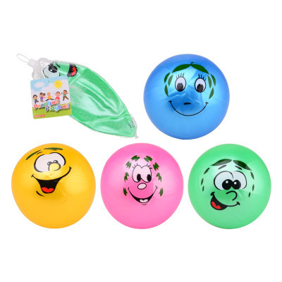 Míč smajlík 23 cm - modrý