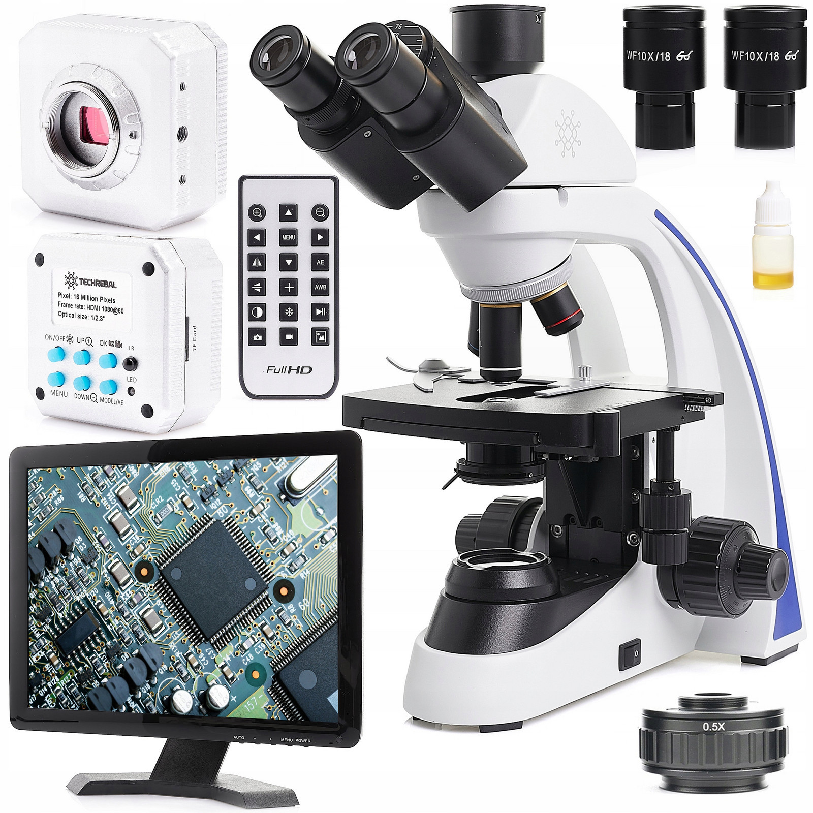 Biologický Mikroskop Btc Pro Stereoskopický Trinokularový 1000x Kamera 16MP