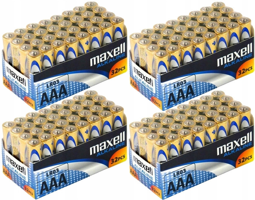 128x Alkalické Baterie Aaa R3 LR3 1,5V Silné Malé Prstíky Maxell