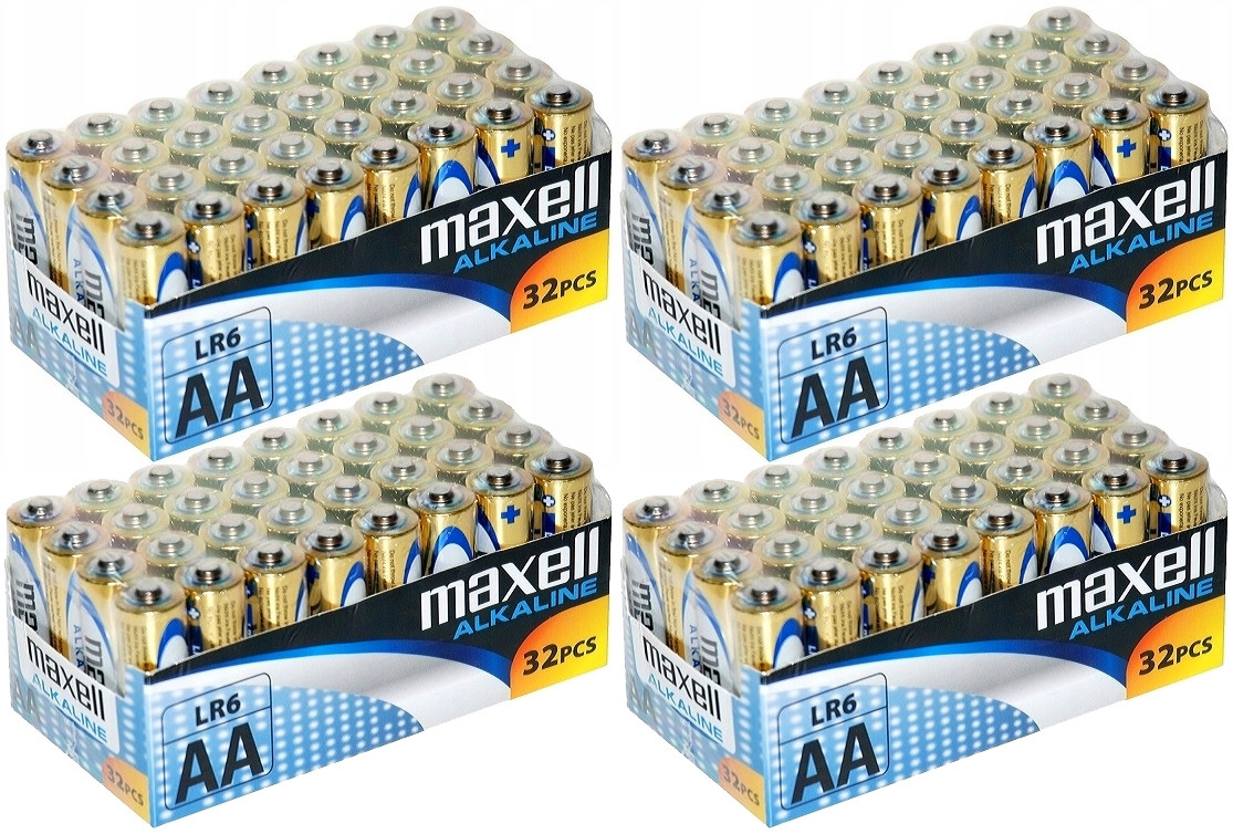 128 x Alkalické Baterie Aa R3 LR6 1,5V Velké Prstíky Maxell