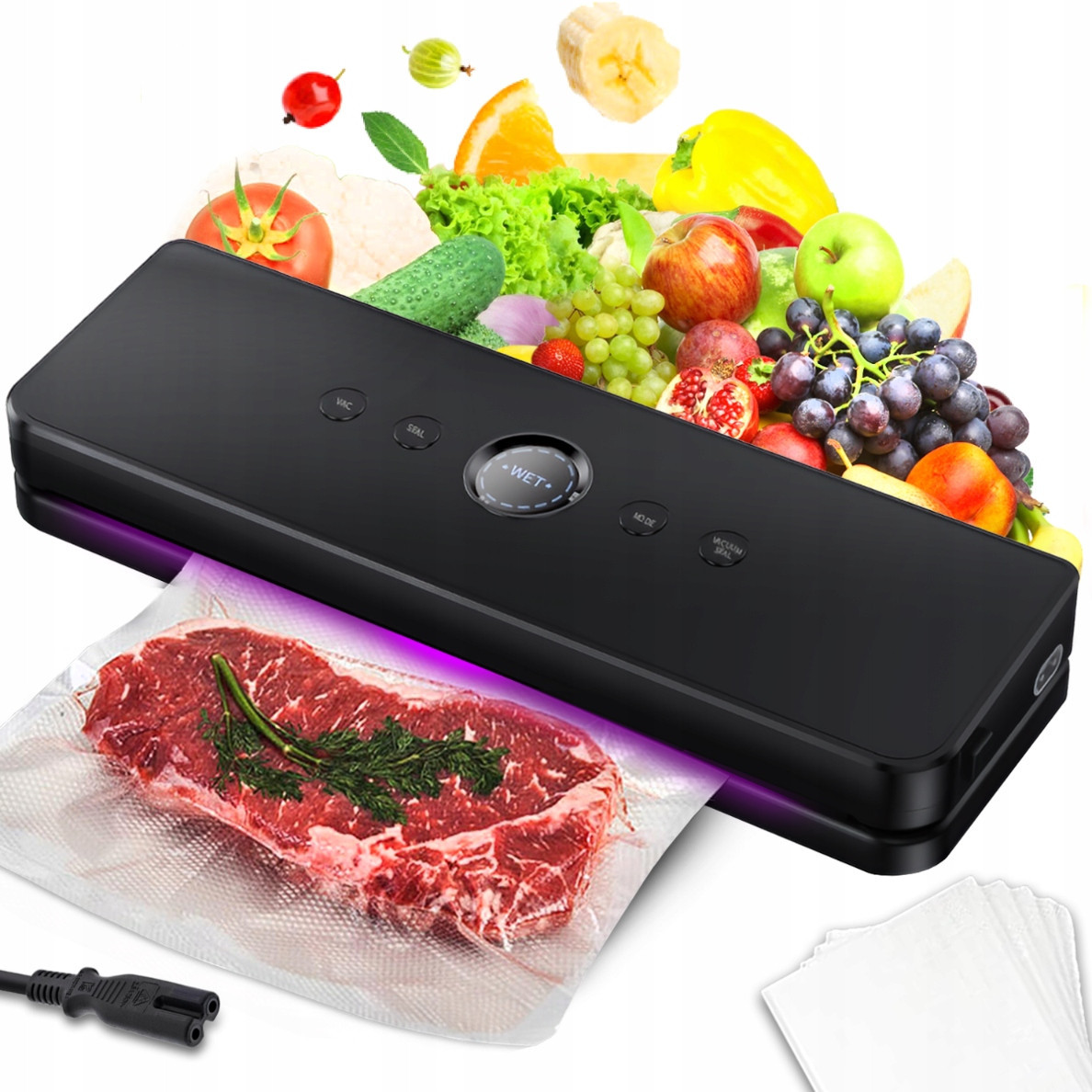 Vakuová Svařovačka Pro Balení Potravin, Balicí Stroj 120 W Černá