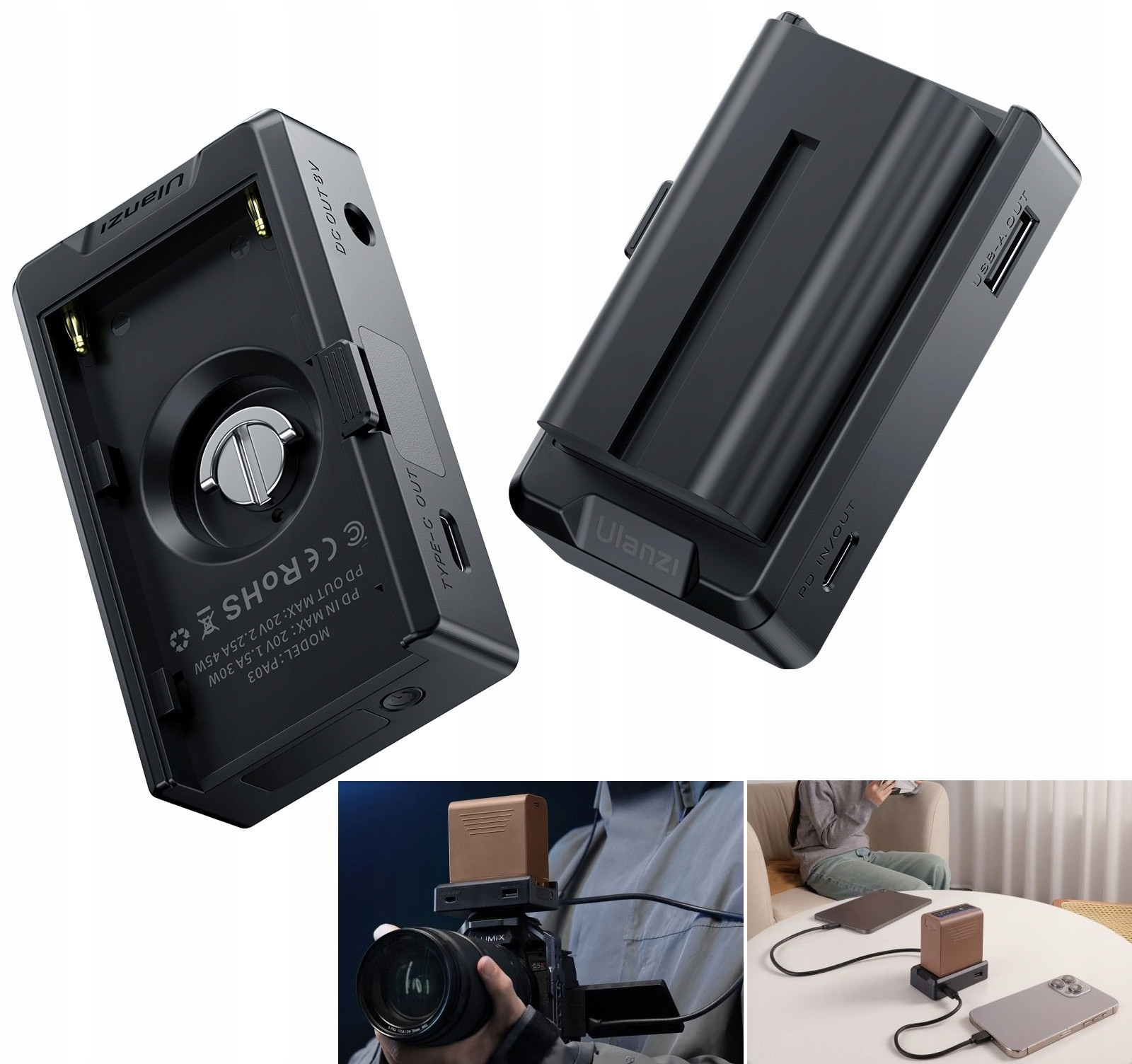 Napájecí deska Usb-c DC Pd Usb-a pro Sony Np F570 F550 F980 1/4 Ulanzi