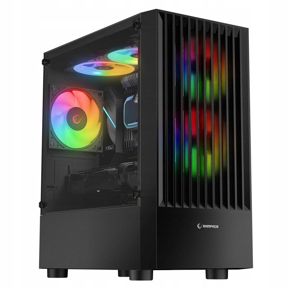Rampage Lyra Mesh Pc skříň Mid-T 3x Rgb ventilátor černý