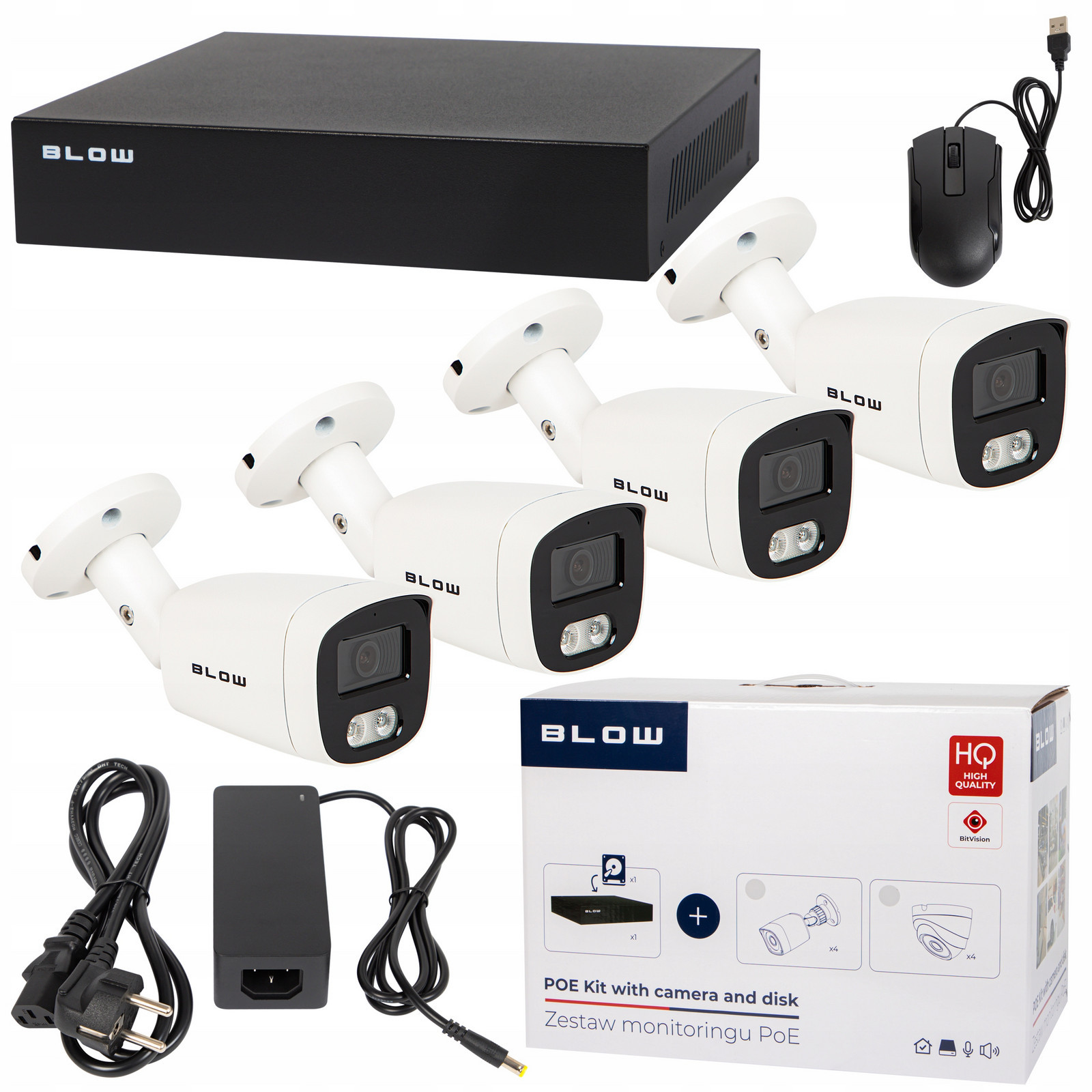 Set Monitorování PoE Blow 4x5MP 1TB 4x Kamery 5MP Tubové HDD1TB