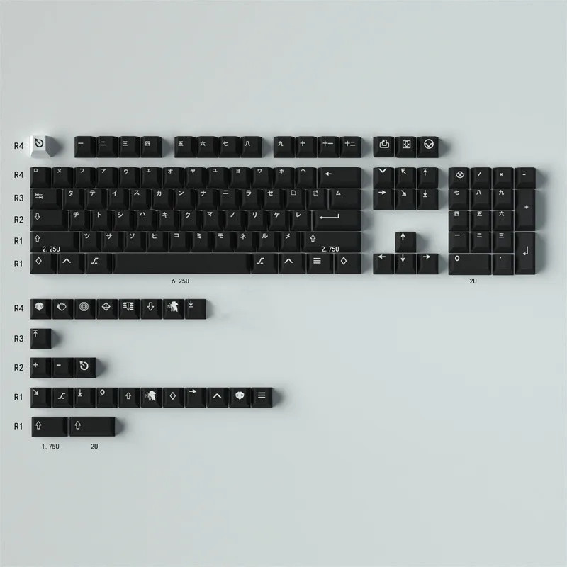 Klávesy pro mechanickou klávesnici Pbt Profile Cherry 129ks Gmk WoB Black