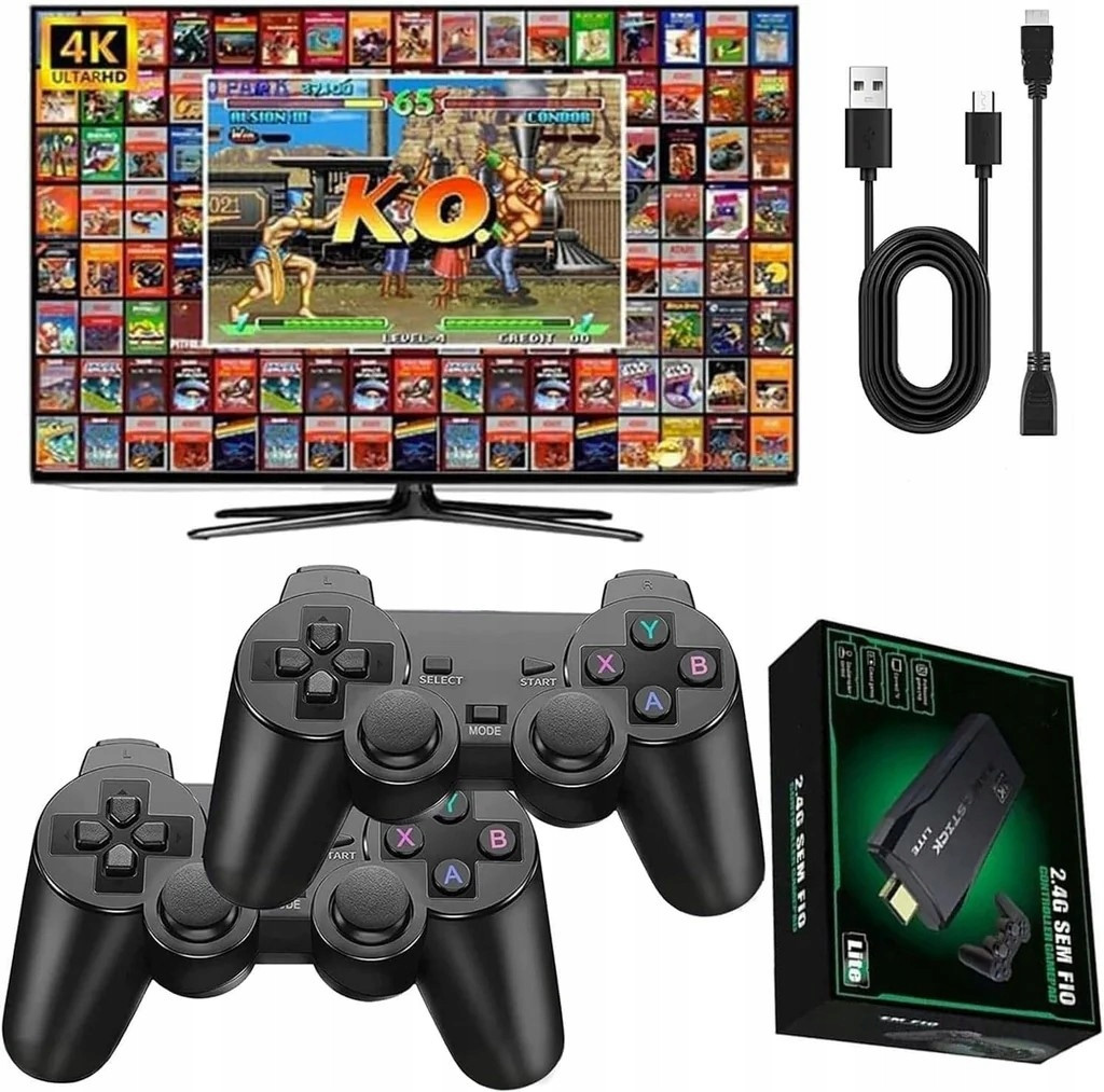 Konzole Retro Pro Televizní hra Video 2 Pady 21700 Hdmi 4k her