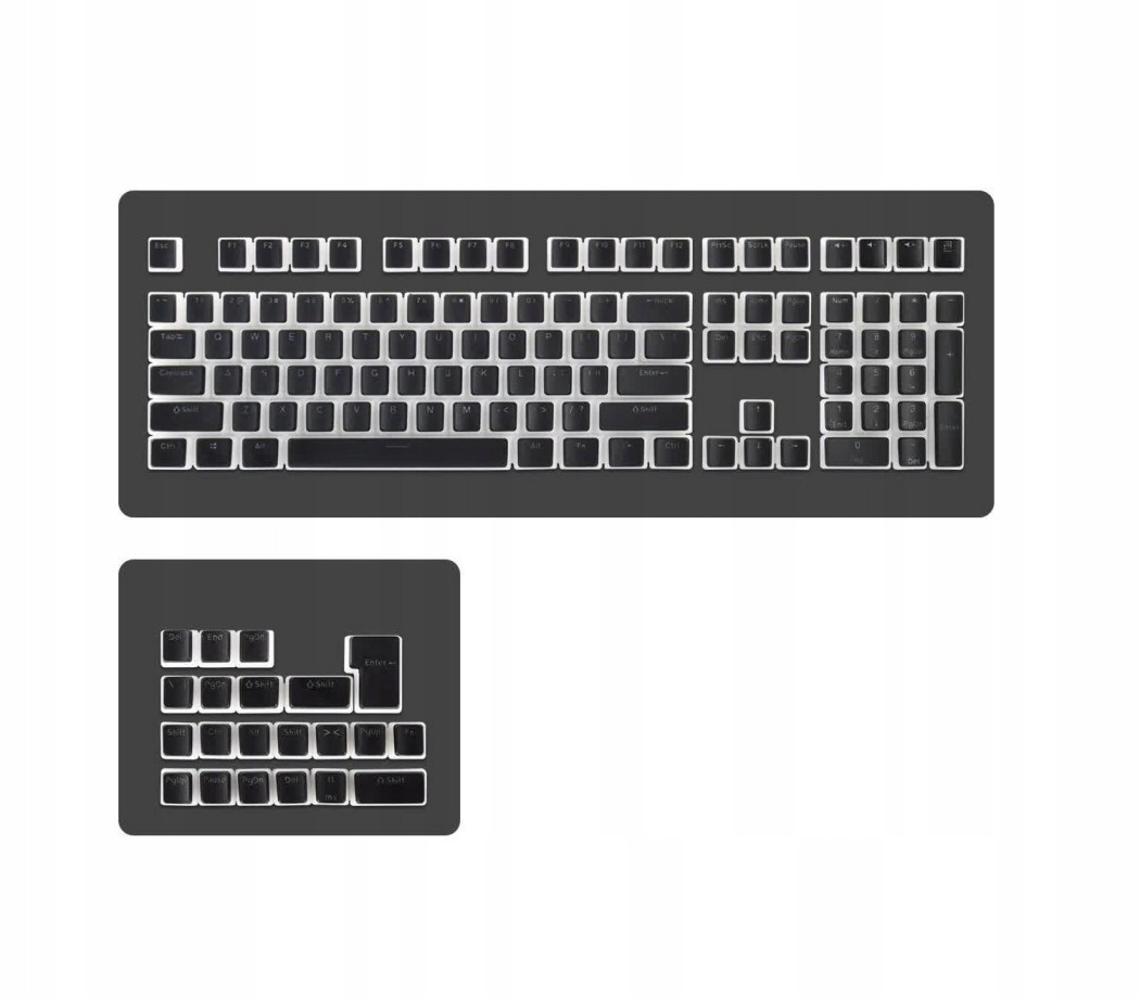 Klávesy pro mechanickou klávesnici Pbt Keycaps Pudding 129ks černé