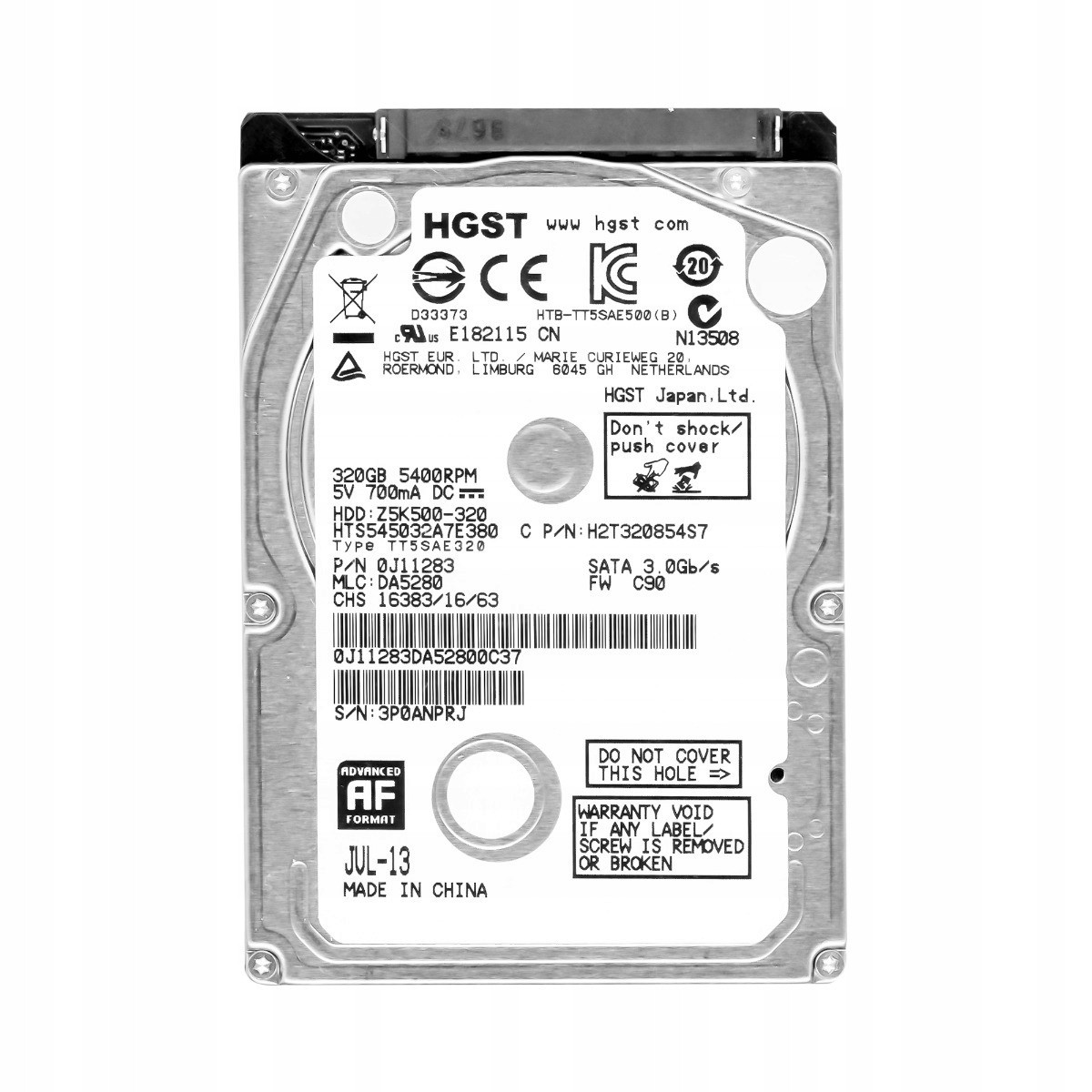 Hgst Travelstar Z5K500 320GB 5.4k 8MB Sata II 2.5'' HTS545032A7E380