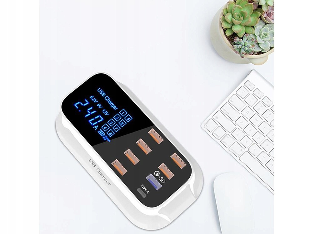 Rychlá nabíječka telefonu tablet 8 x Usb Qc 3.0 typ C