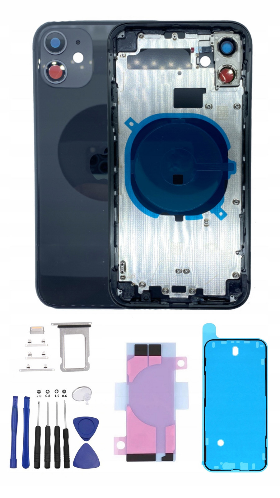 Kompletní pouzdro Černé pro Apple Phone 11, tělo, rámeček, zadní panel s rámečkem