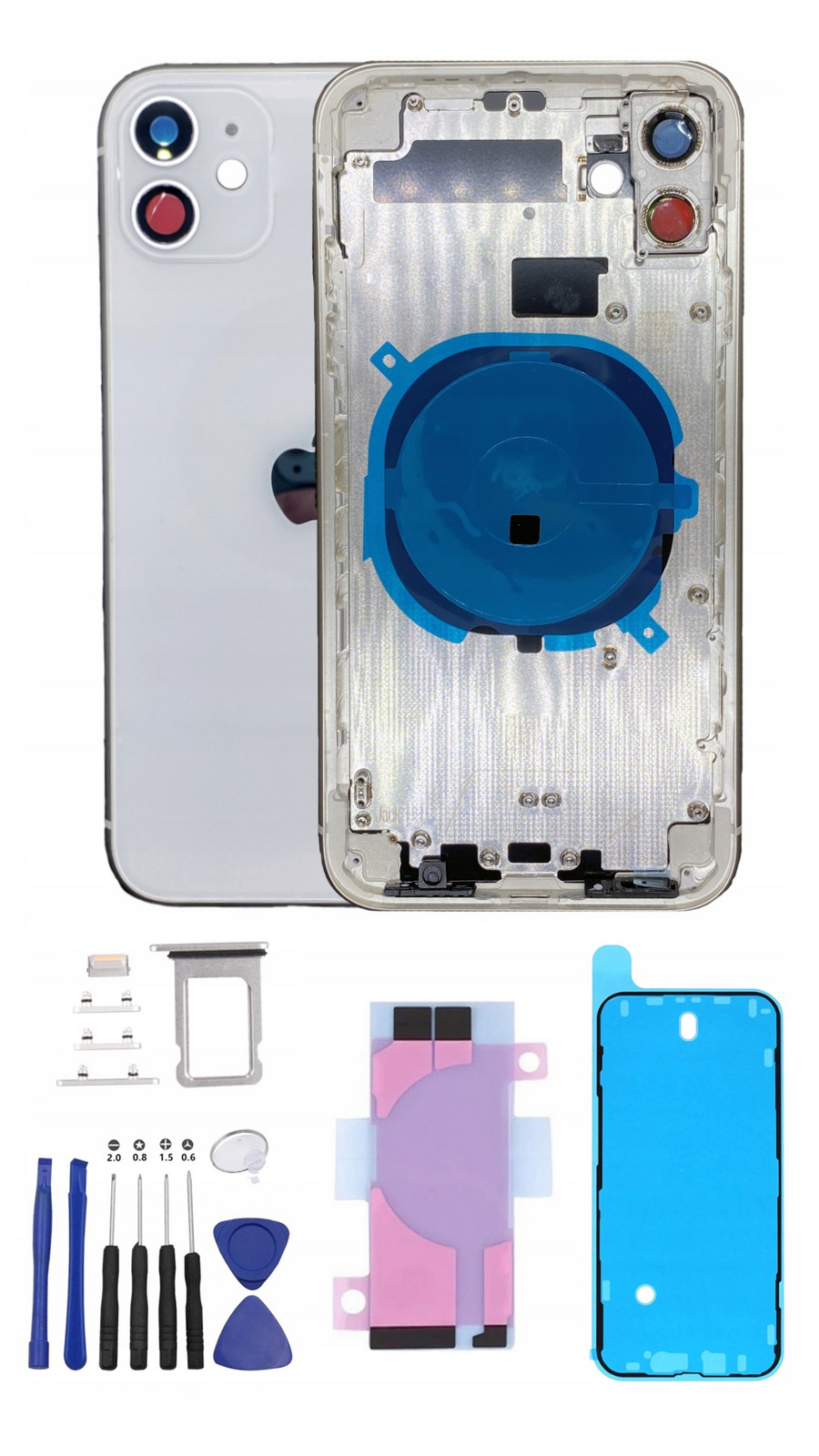 Kompletní pouzdro Bílé pro Apple Phone 11, tělo, rámeček, zadní panel s rámečkem