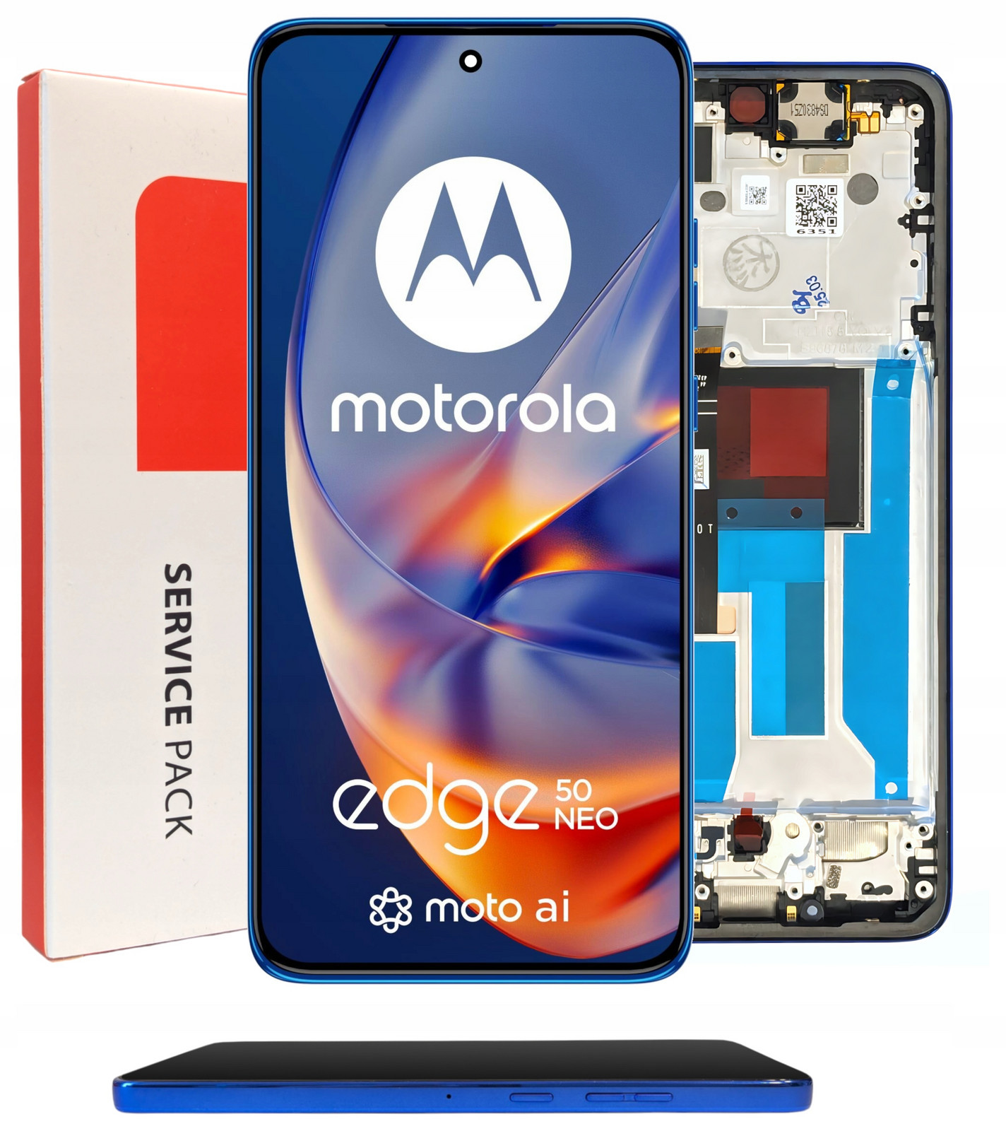 Originální LCD Displej Pro Motorola Edge 50 Neo Rámeček Modrý