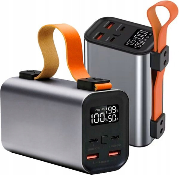 Výkonná Powerbanka 100W 30000 mAh Ampérmetr Voltmetr Led Svítilna 2xPD 2xUSB
