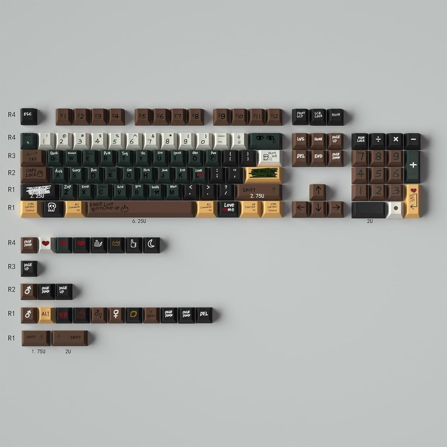 Klávesy pro mechanickou klávesnici Pbt Profile Cherry 129ks Love Story