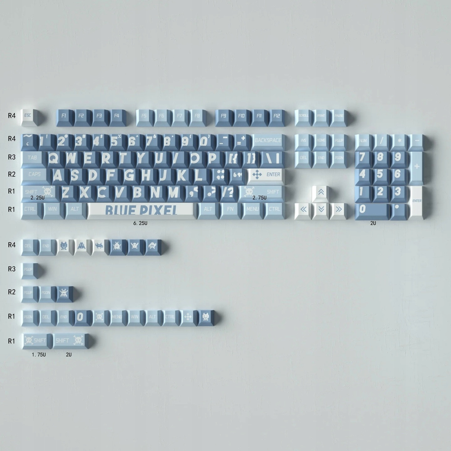 Klávesy pro mechanickou klávesnici Pbt Profile Cherry 129ks Big Letter Bl