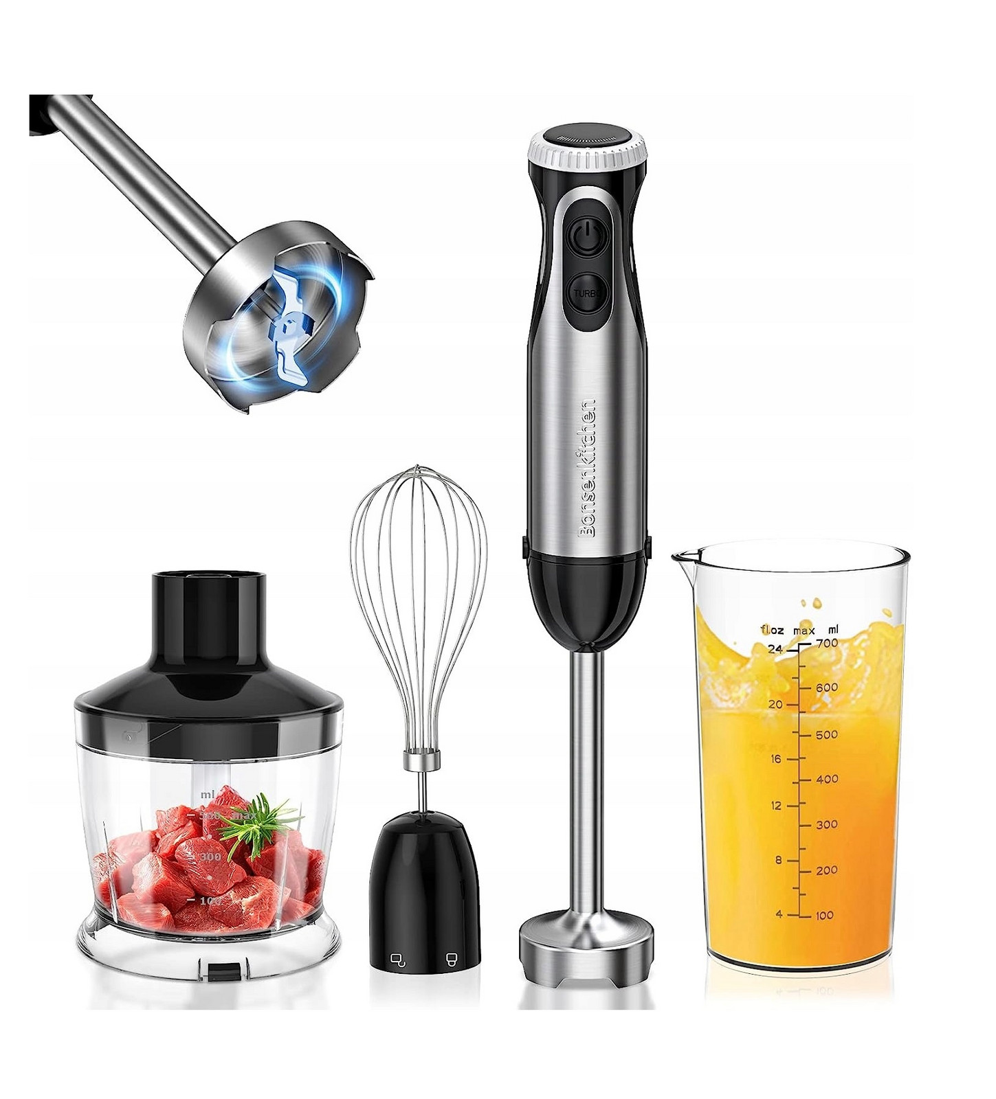 Ruční Mixér Bonsenkitchen 4 W 1 1000 W 12 Rychlostí A Režim Turbo sekáček